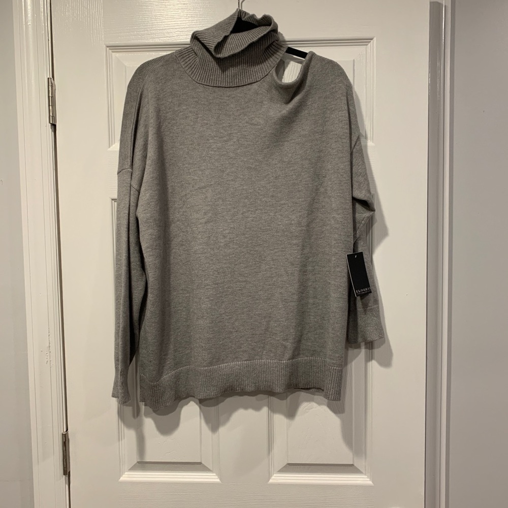 NWT Eloquii Turtleneck Cold Shoulder Sweater - Picture 6 of 9